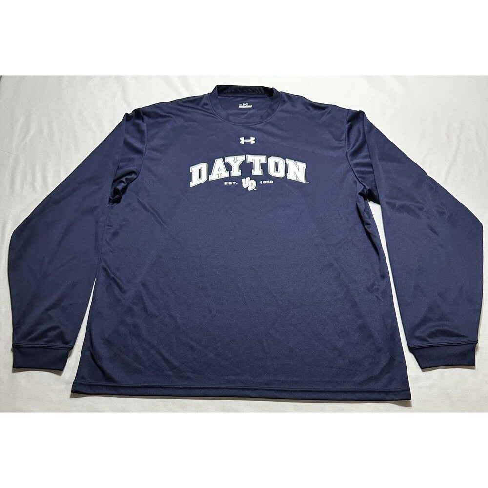 Dayton Flyers Under Armour Shirt Mens Size Medium Long Sleeve Ohio NCAA Navy